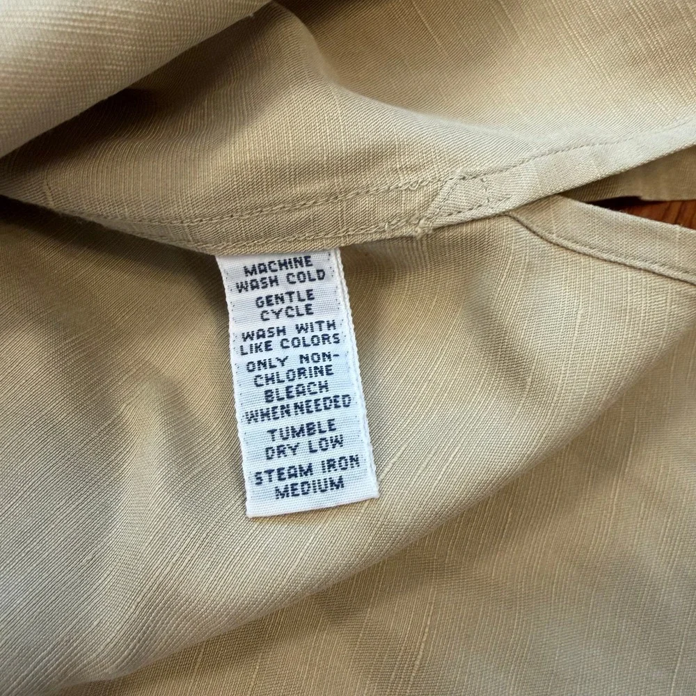 Vintage Polo Ralph Lauren Button Up Camp Shirt Men Medium Silk Linen Loop Collar